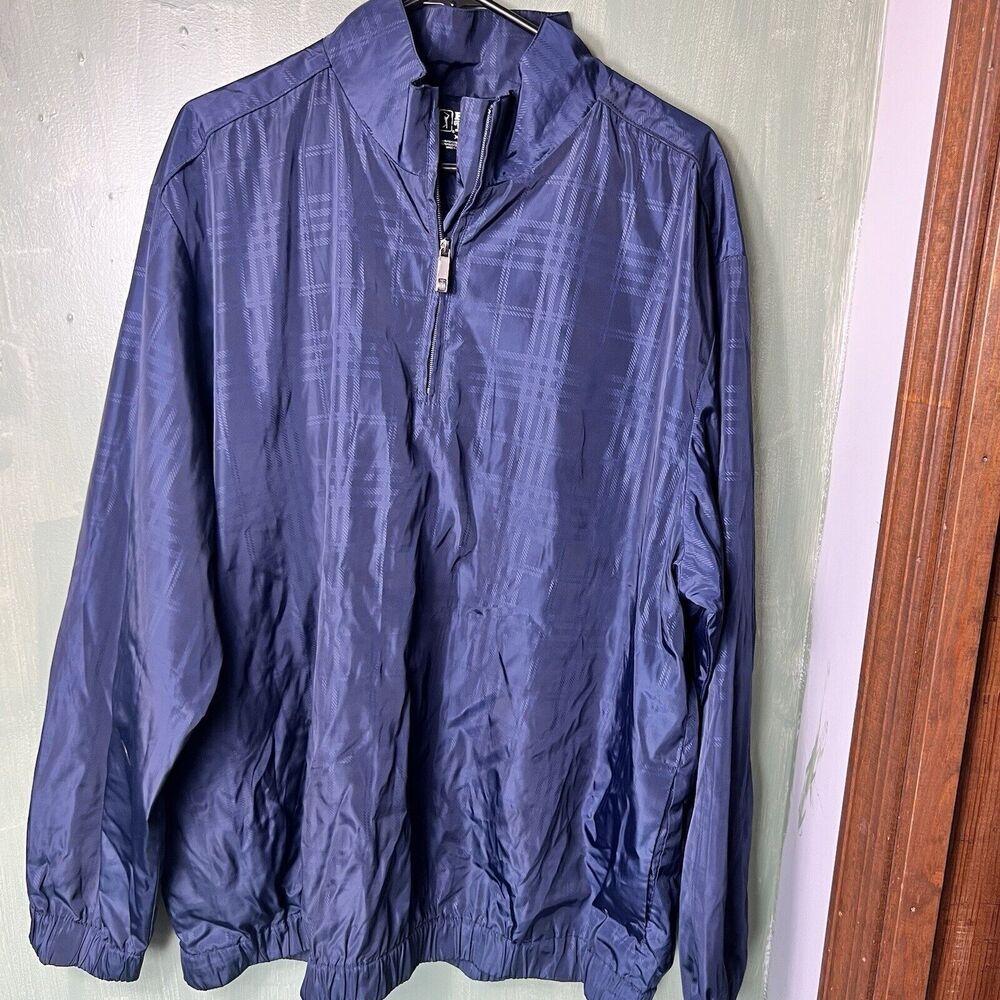 PGA Tour Windbreaker Jacket Mens X-Large Navy Blue Half Zip - Picture 3 of 8